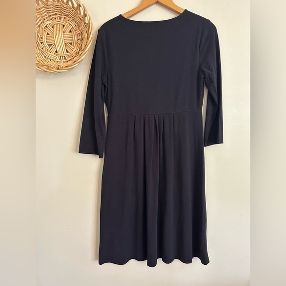 Garnet hill Stretchy Long Sleeve Black fit flare Midi Dress Size S - Picture 2 of 7